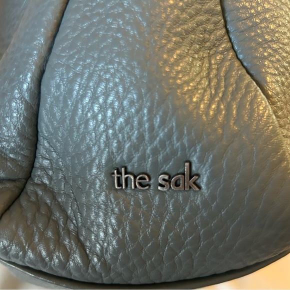The Sak Sequoia Leather Hobo Shoulder Bag Satchel Pocket Book Gray Blue Gunmetal - Picture 4 of 8